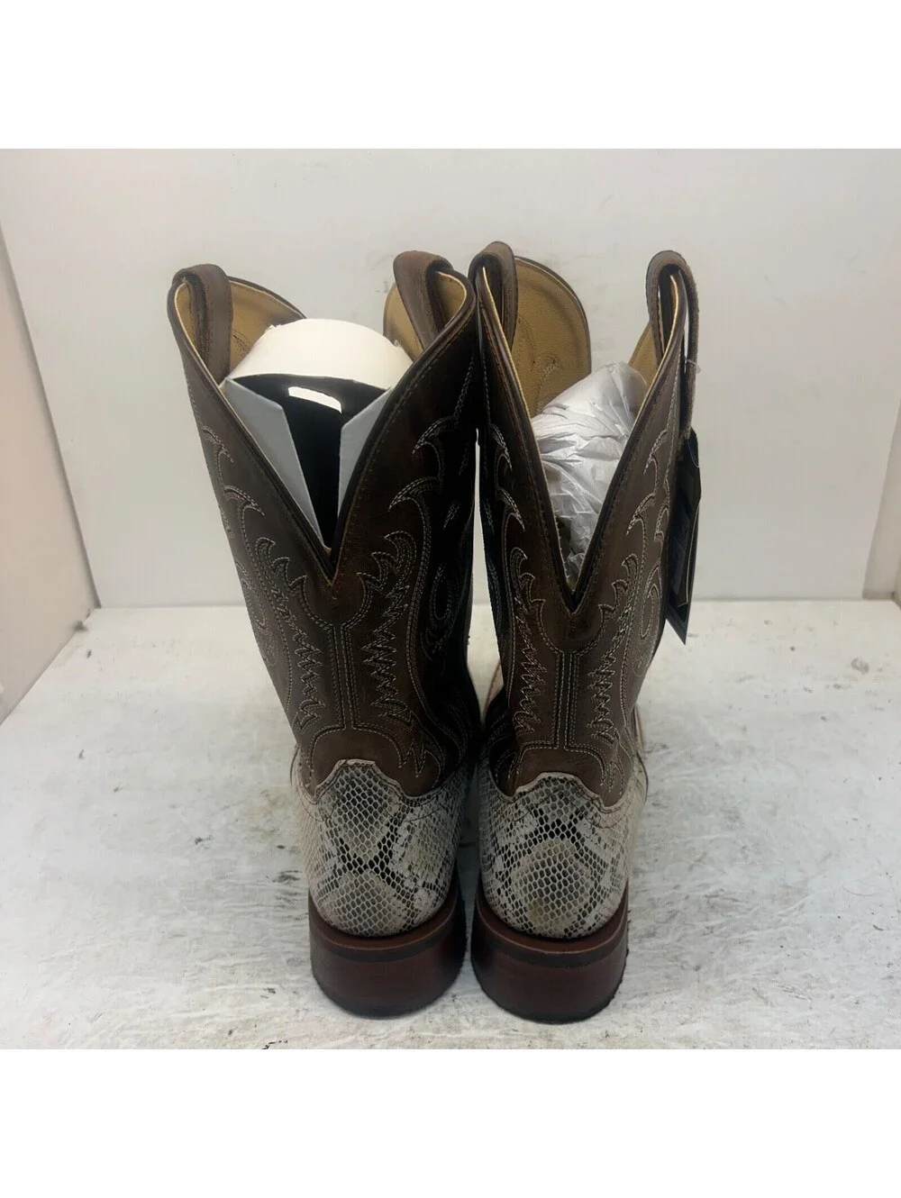 Smoky Mountain Men's Diamondback Cowboy Western Boot 4114 Brown/White Size 8.5EE